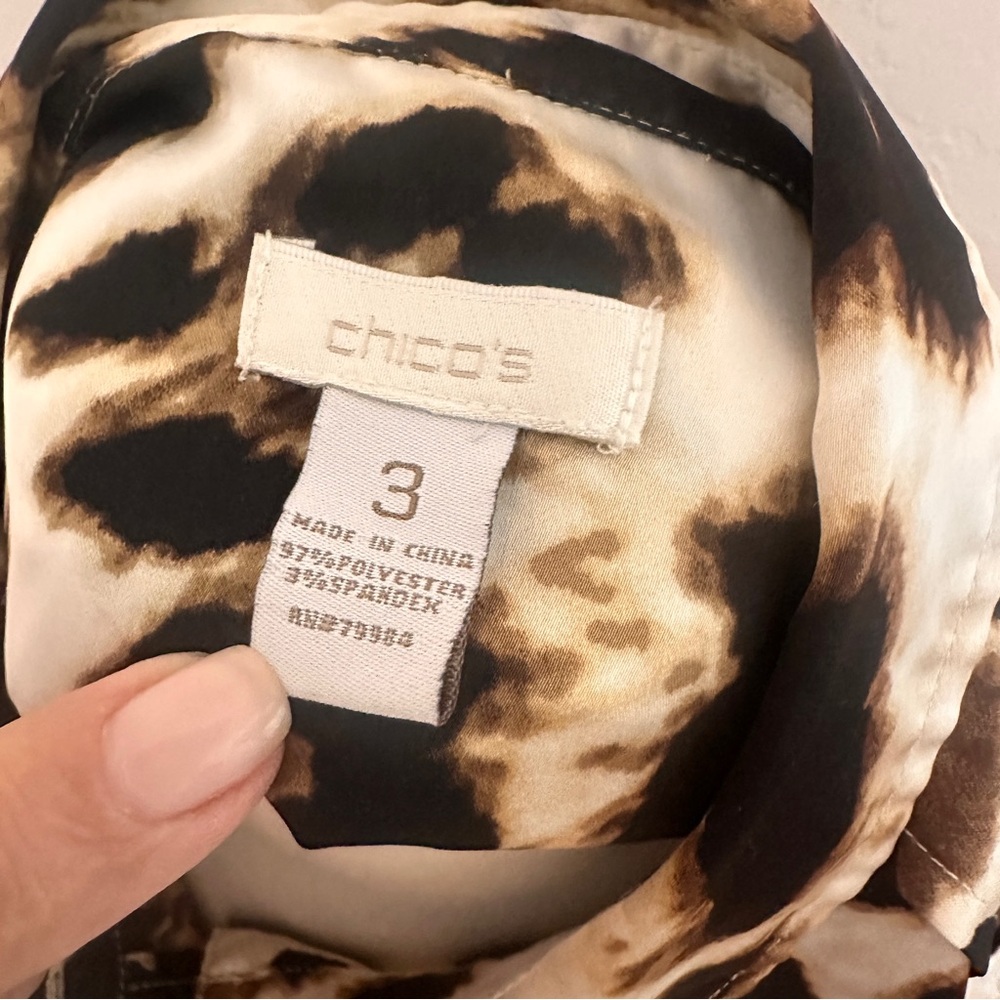 Chicos Leopard Print Satin Tunic Sz 3/XL - Picture 3 of 5